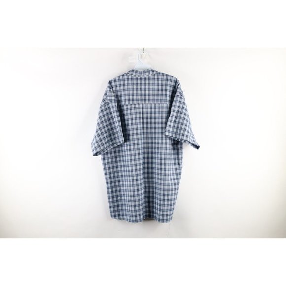 Vintage 90s Tommy Hilfiger Mens XL Checkered Plaid Collared Camp Button Shirt - Picture 7 of 9